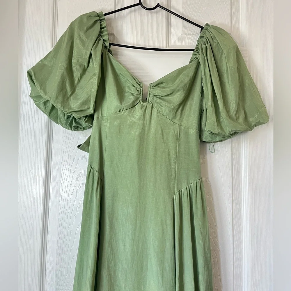 Abercrombie & Fitch Hardware Drama Puff Sleeve green Maxi Dress size SP